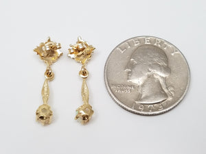 14k Yellow Gold Natural Australian Opal Dangle Earrings