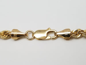 New 10k Yellow Gold Hollow Rope 24.5" Necklace
