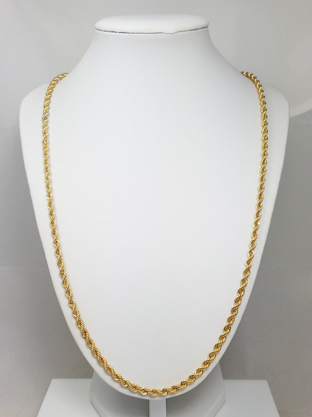 New 10k Yellow Gold Hollow Rope 24.5" Necklace