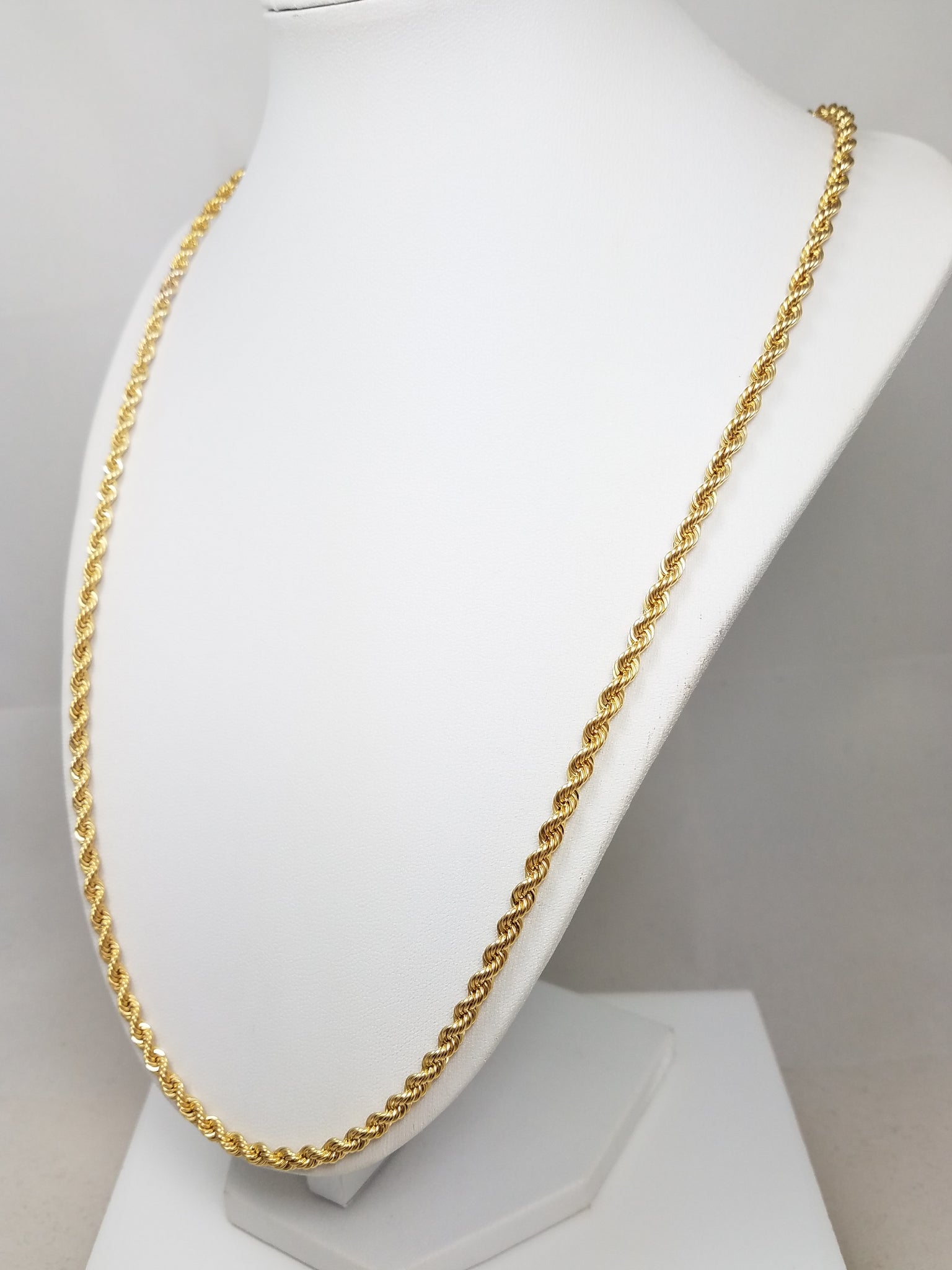 New 10k Yellow Gold Hollow Rope 24.5" Necklace