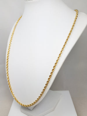 New 10k Yellow Gold Hollow Rope 24.5" Necklace