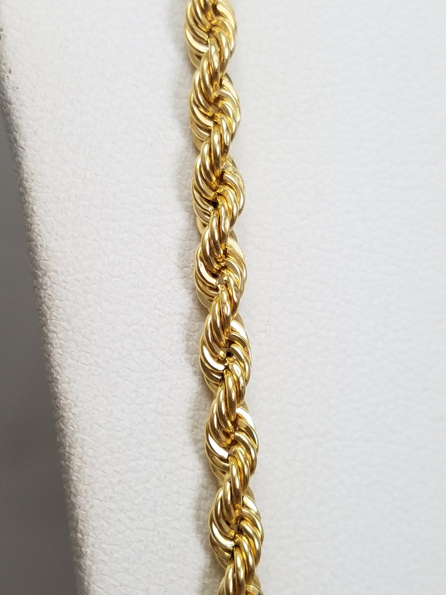 New 10k Yellow Gold Hollow Rope 24.5" Necklace