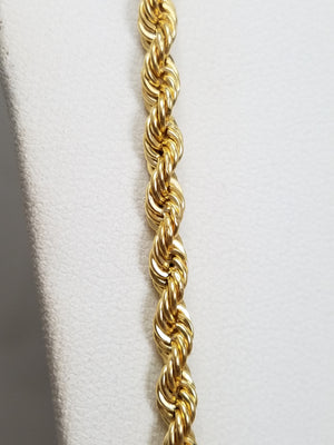 New 10k Yellow Gold Hollow Rope 24.5" Necklace