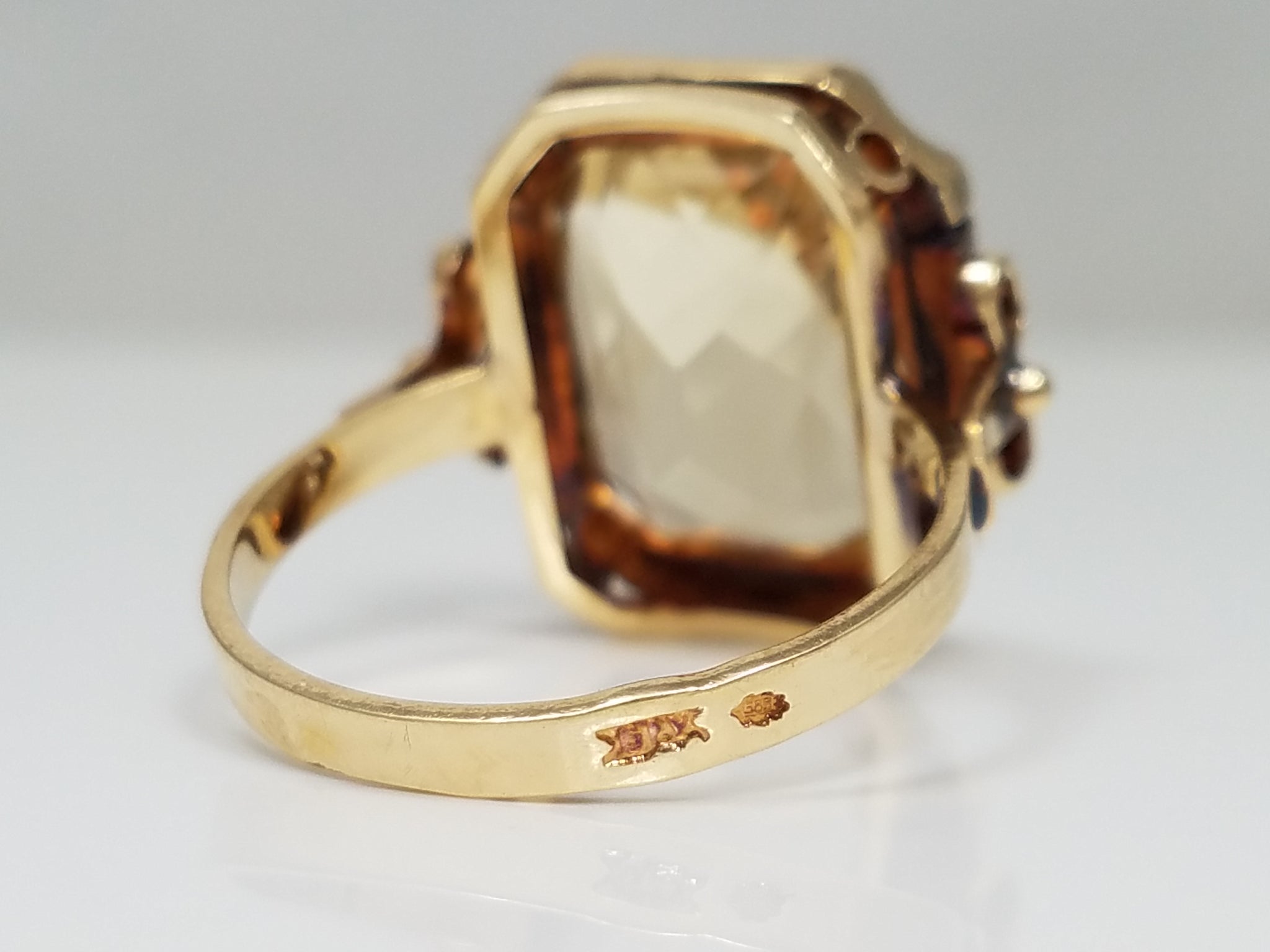 Vintage Handmade 14k Yellow Gold Citrine Ring