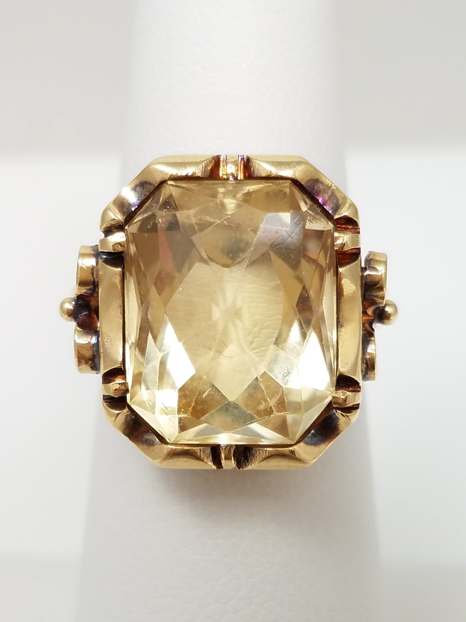 Vintage Handmade 14k Yellow Gold Citrine Ring