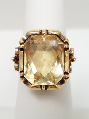 Vintage Handmade 14k Yellow Gold Citrine Ring