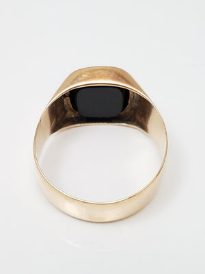 Men's 12k Yellow Gold Banded Agate Ring