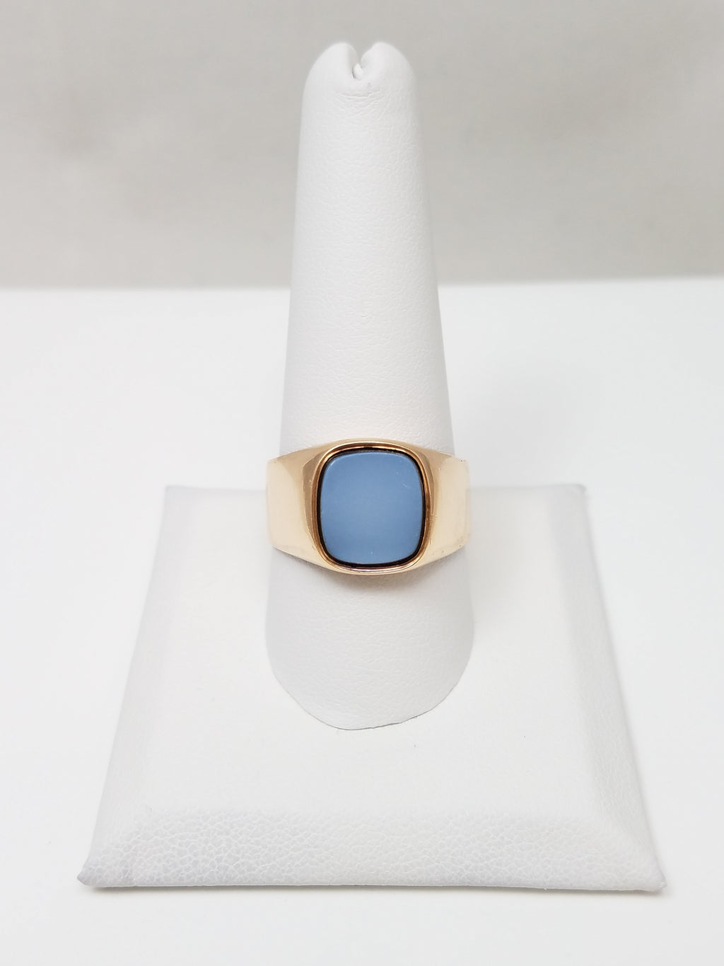 Men's 12k Yellow Gold Banded Agate Ring