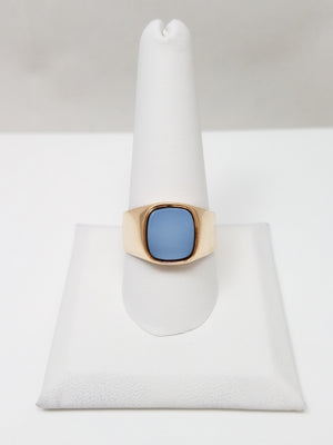 Men's 12k Yellow Gold Banded Agate Ring