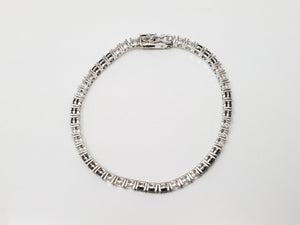 Striking 6.25" Black & White Cubic Zirconia 14k White Gold Tennis Bracelet