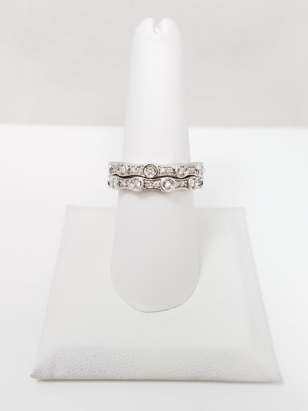 Two Lavish 14k White Gold Natural Diamond Eternity Ring Bands