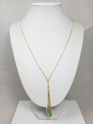 Vintage 18k Jade and Pearl 20" Necklace