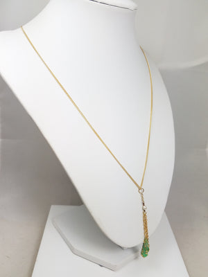 Vintage 18k Jade and Pearl 20" Necklace