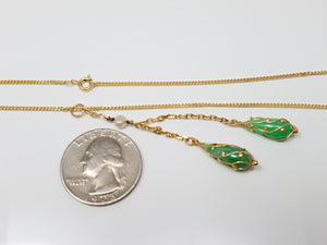 Vintage 18k Jade and Pearl 20" Necklace
