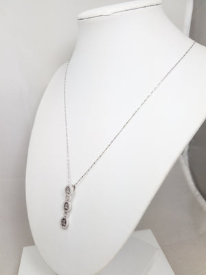 Luxurious 18" 18k White Gold Natural Diamond Dangle Pendant Necklace