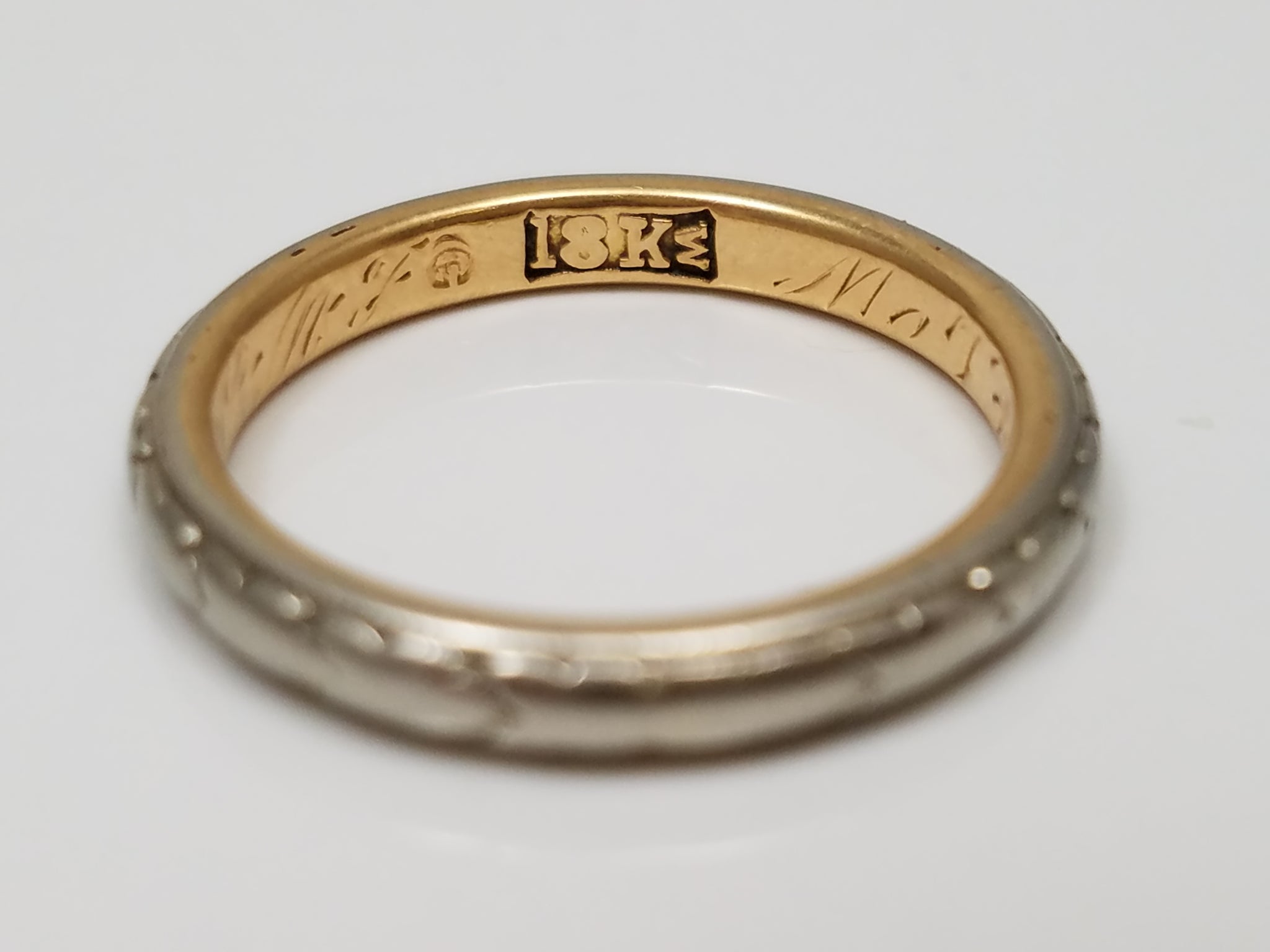 Classy Early 1900's Platinum & 18k Yellow Gold Wedding Ring Band
