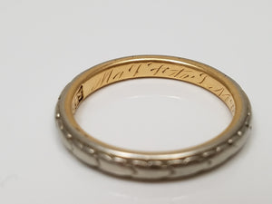 Classy Early 1900's Platinum & 18k Yellow Gold Wedding Ring Band