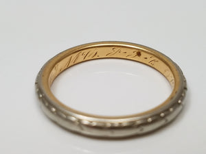 Classy Early 1900's Platinum & 18k Yellow Gold Wedding Ring Band