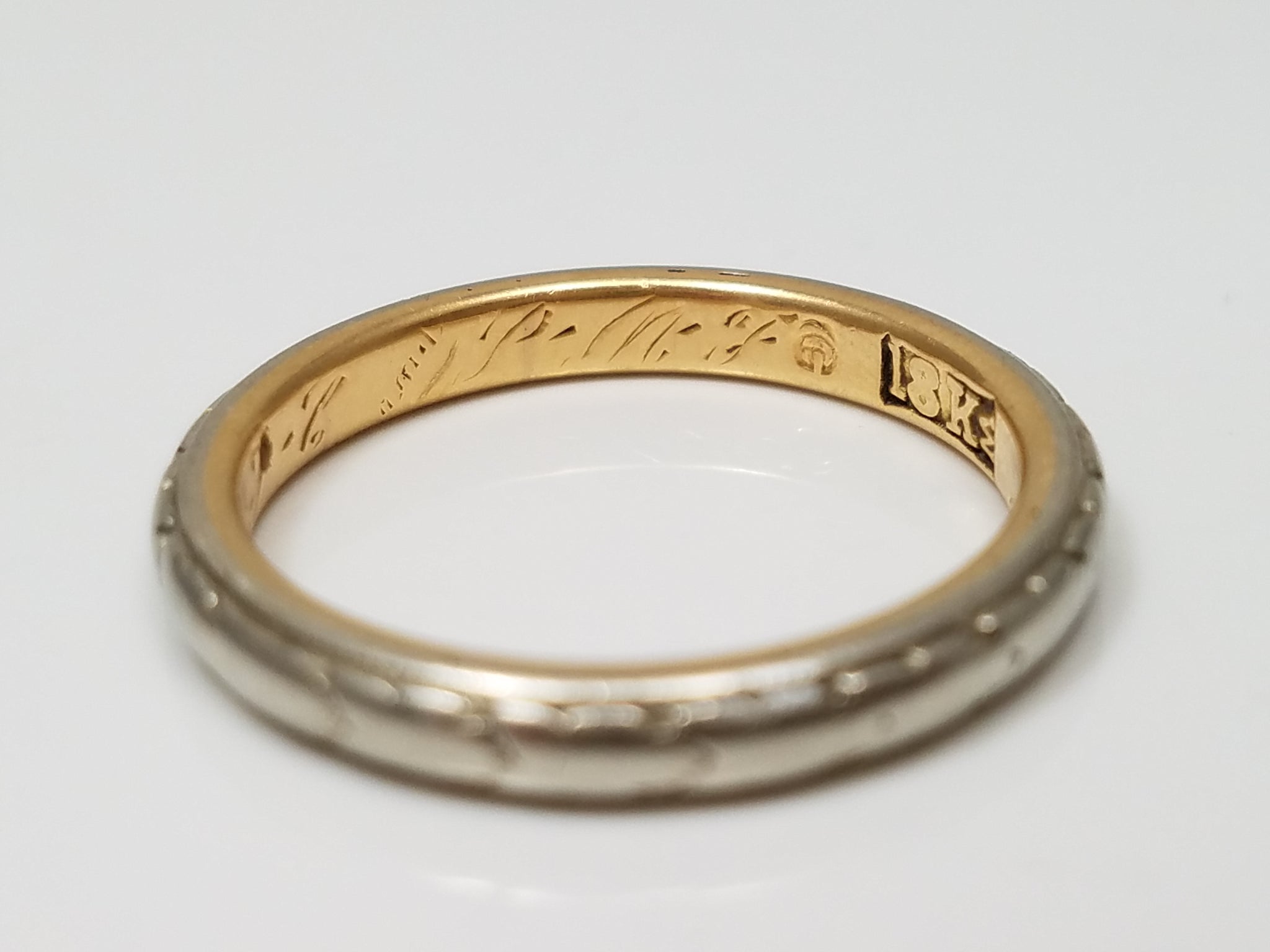Classy Early 1900's Platinum & 18k Yellow Gold Wedding Ring Band