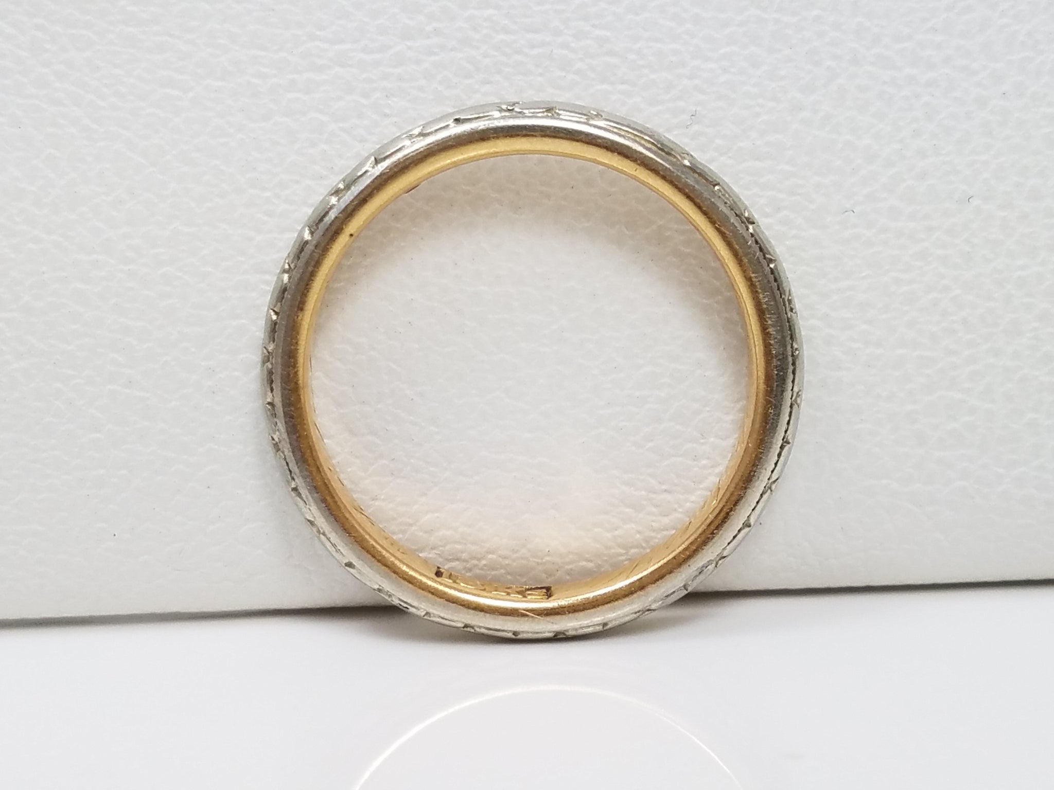 Classy Early 1900's Platinum & 18k Yellow Gold Wedding Ring Band