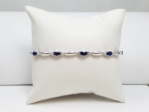 Dazzling 7.5" 10k White Gold Lab Created Sapphire Bracelet