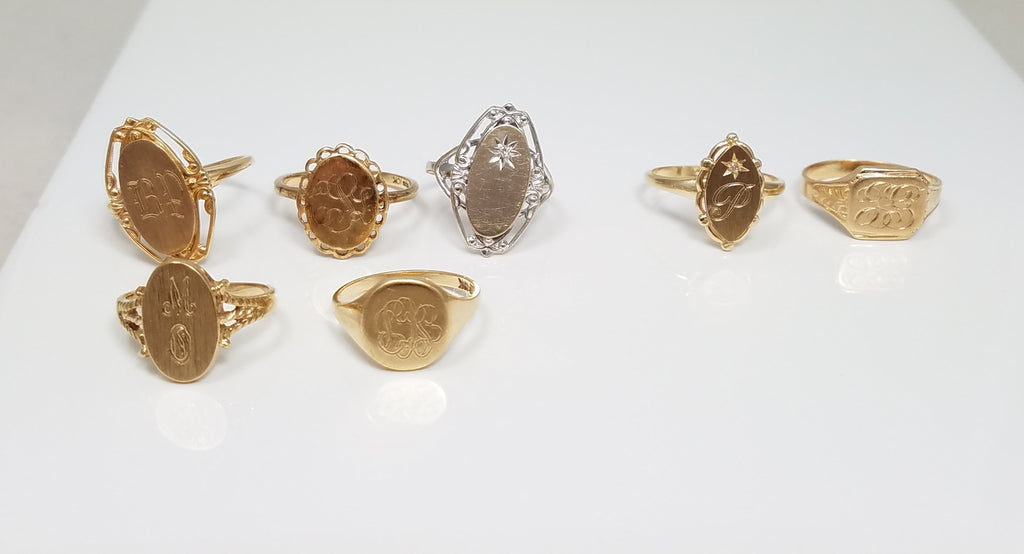 Vintage 10k & 14k Gold Signet Ring Lot