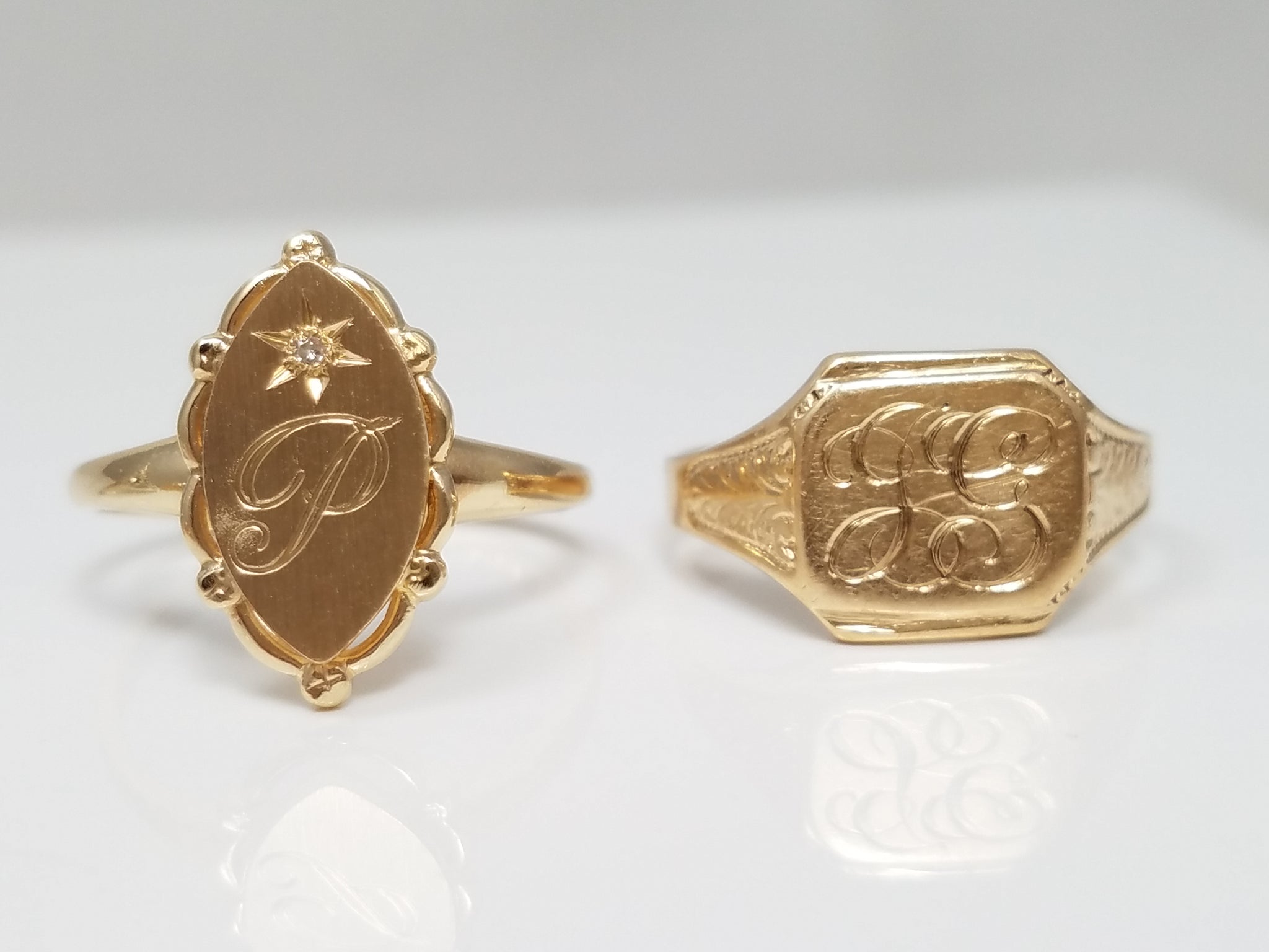 Vintage 10k & 14k Gold Signet Ring Lot