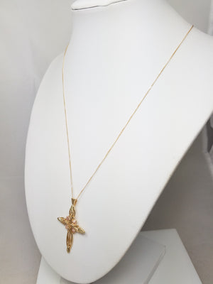 Majestic 18" 10k Tri Color Gold Black Hills Gold Cross Pendant Necklace