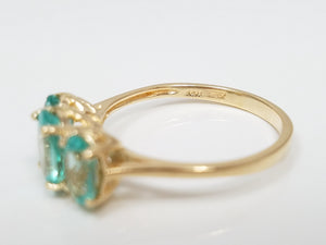 Classic 14k Yellow Gold Natural Apatite Three Stone Ring