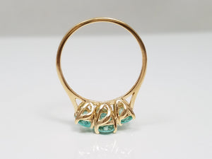 Classic 14k Yellow Gold Natural Apatite Three Stone Ring