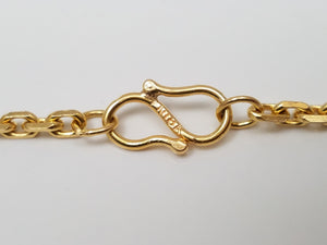 Glowing 18k Yellow Gold Solid Cable Link 24" Necklace