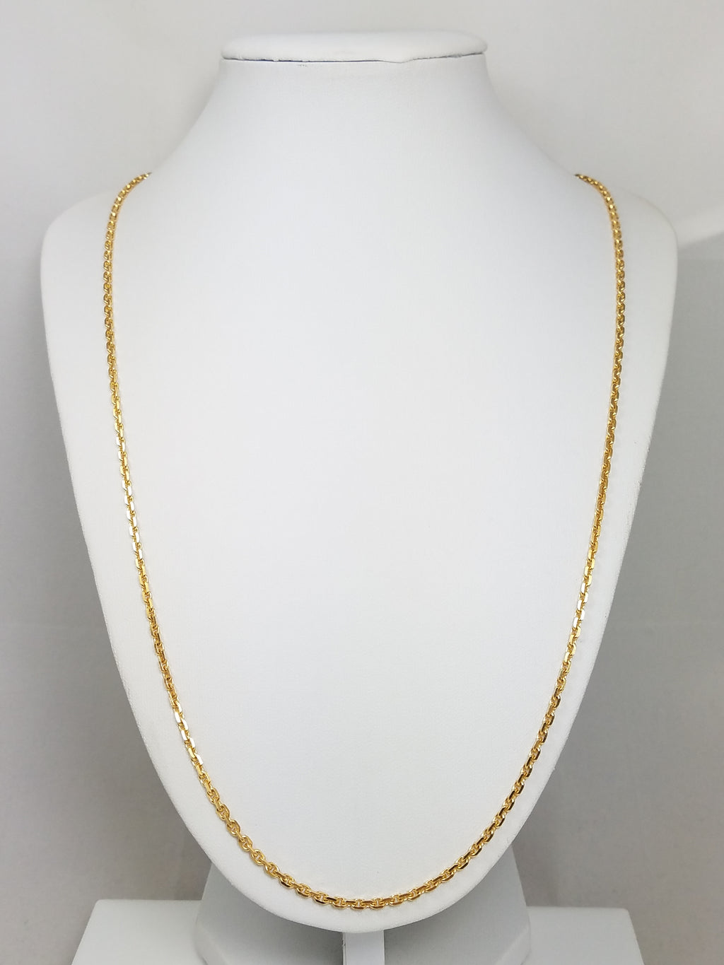 Glowing 18k Yellow Gold Solid Cable Link 24" Necklace