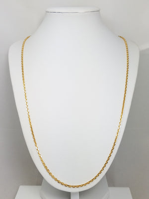 Glowing 18k Yellow Gold Solid Cable Link 24" Necklace