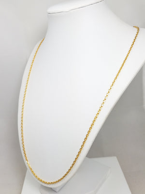 Glowing 18k Yellow Gold Solid Cable Link 24" Necklace