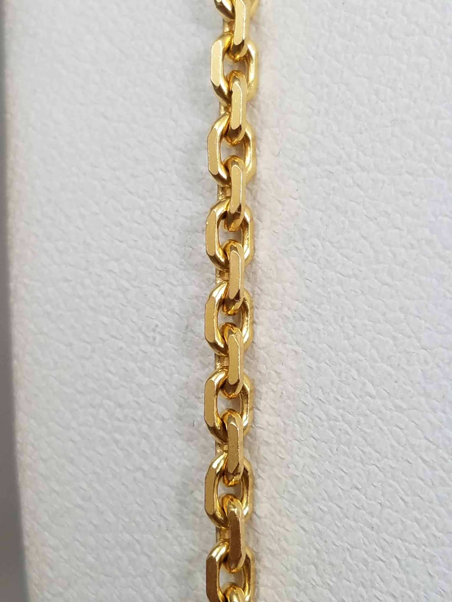 Glowing 18k Yellow Gold Solid Cable Link 24" Necklace