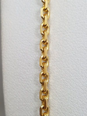 Glowing 18k Yellow Gold Solid Cable Link 24" Necklace