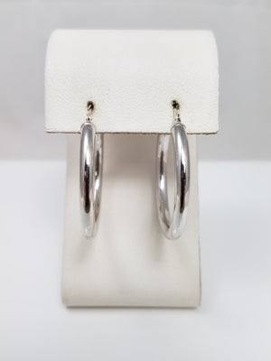 14k White Gold Hollow Hoop Earrings