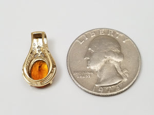 Natural Citrine + White Topaz 9k Two Tone Gold Pendant