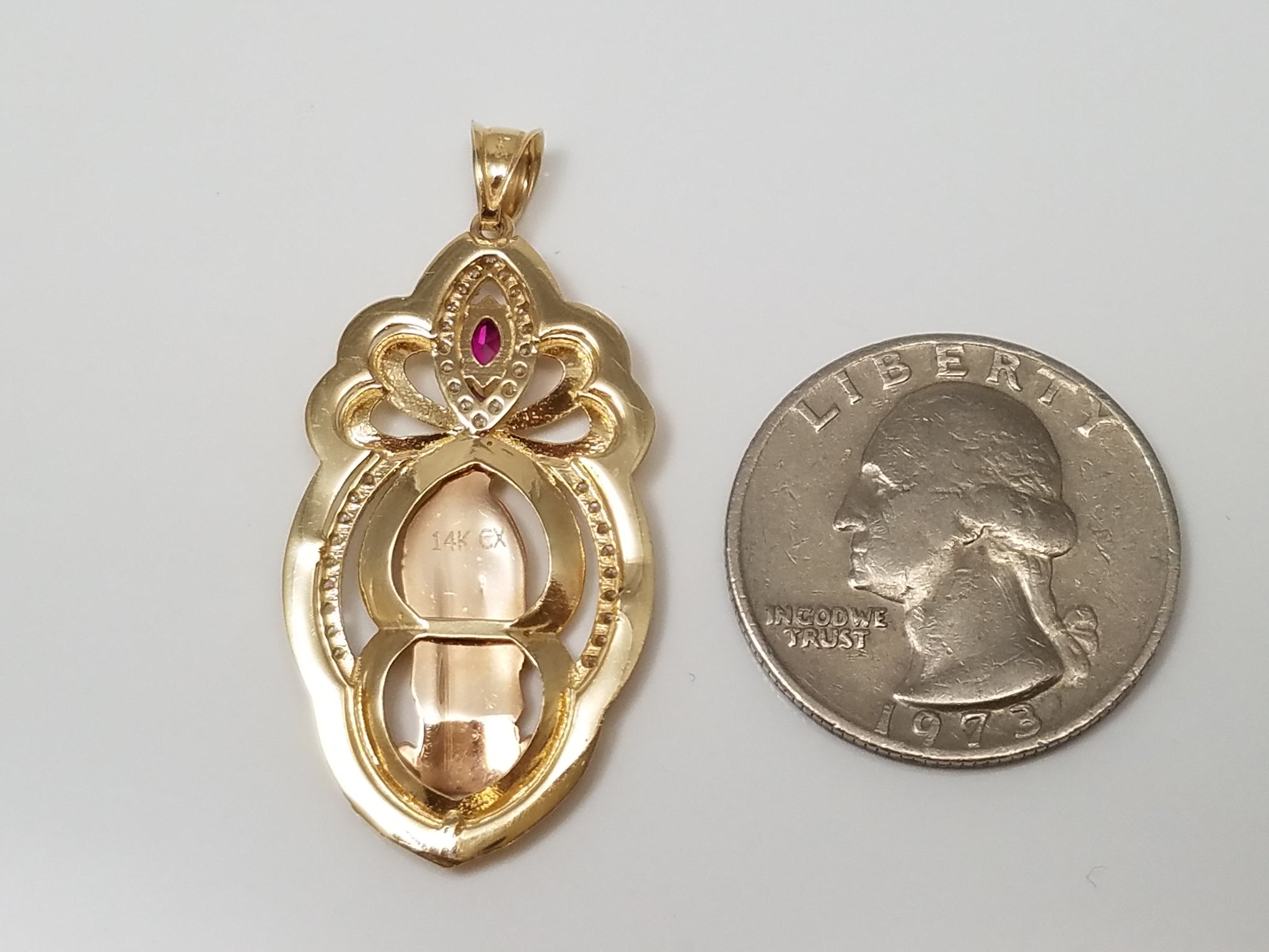 Majestic 14k Two Tone Gold Cubic Zirconia Mother Mary Pendant