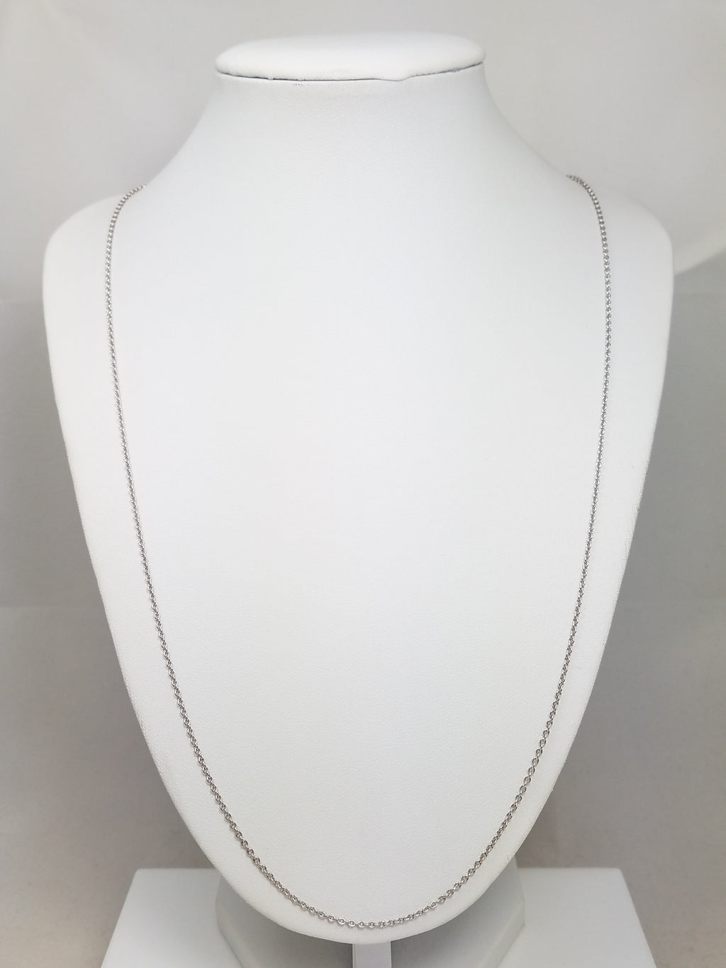 14k White Gold Solid Cable Link 1.5mm/25" Necklace