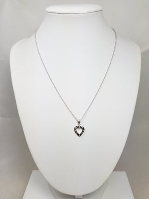Cute 14k White Gold Diamond Heart Pendant Necklace