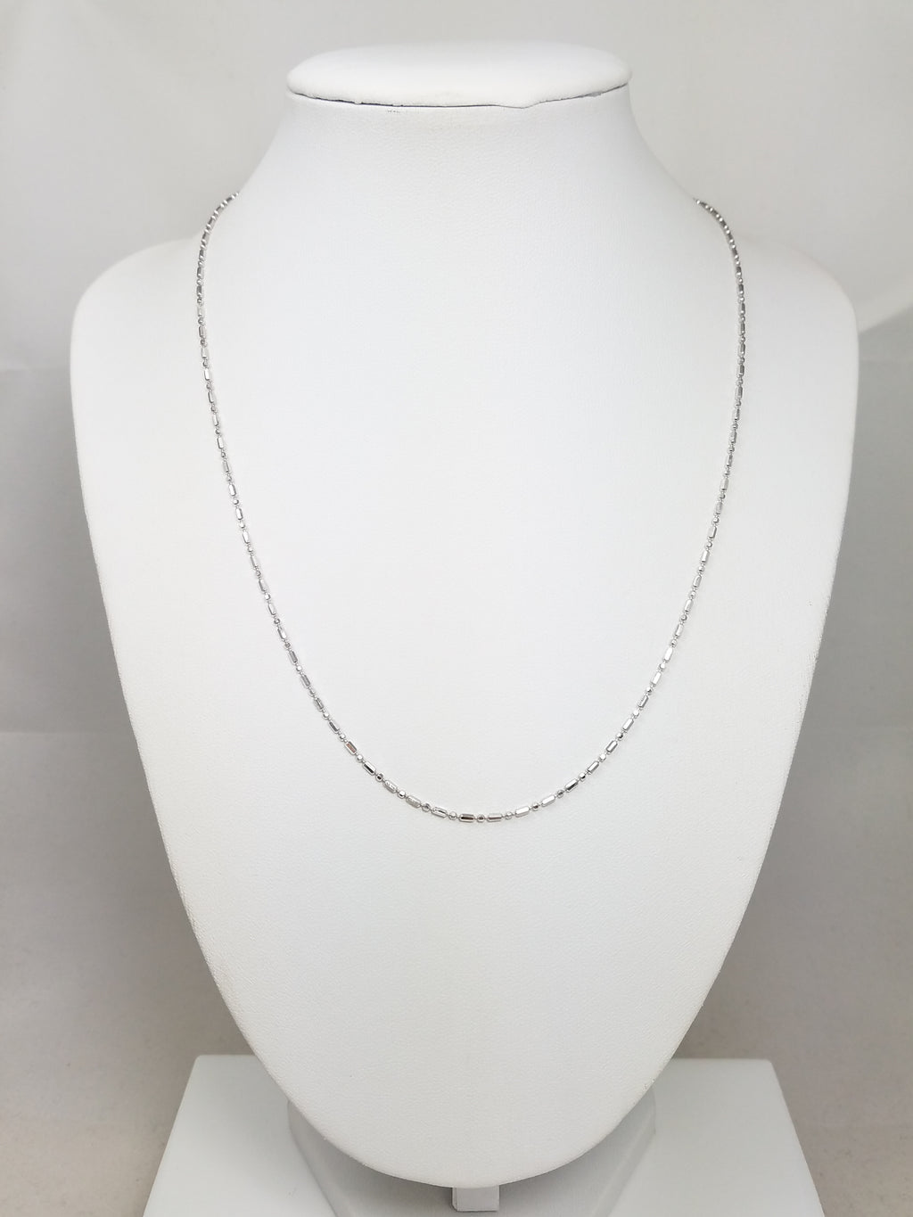 Precious 18" 14k White Gold Microbead Link Chain Necklace