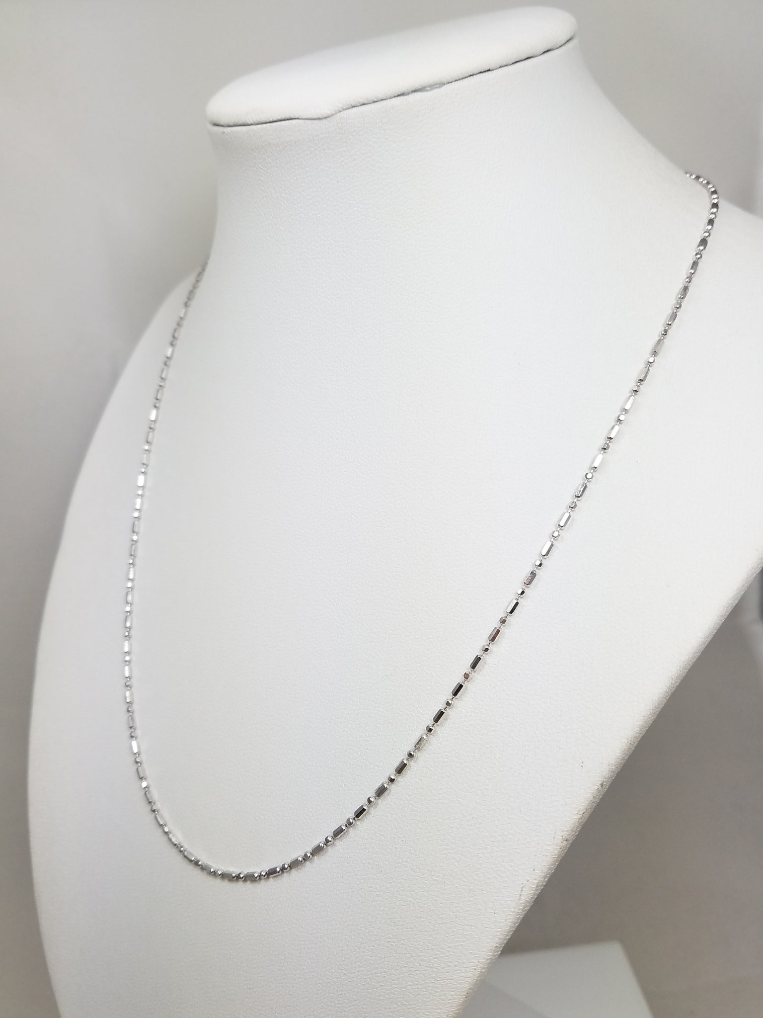Precious 18" 14k White Gold Microbead Link Chain Necklace