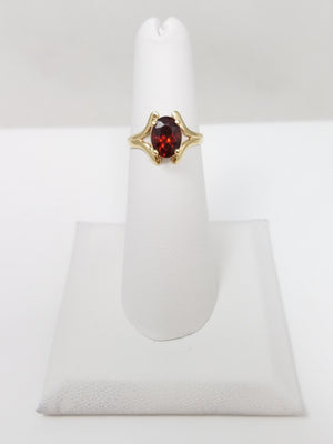 Precious 10k Yellow Gold Natural Garnet Ring