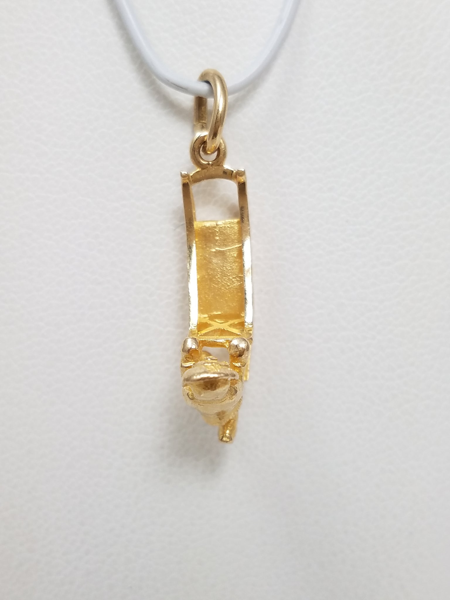 Fun 14k Yellow Gold 3-D Musher & Dog Sled Pendant/Charm