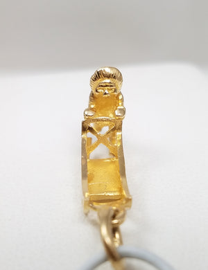 Fun 14k Yellow Gold 3-D Musher & Dog Sled Pendant/Charm