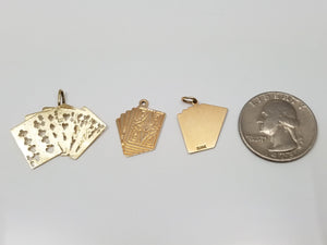 Three Cool 14k Yellow Gold Poker Card Pendants Lot