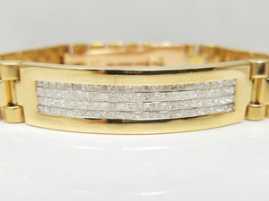 Dynamic Men's 18k Yellow Gold 3ctw+ Natural Diamond 8" Bracelet