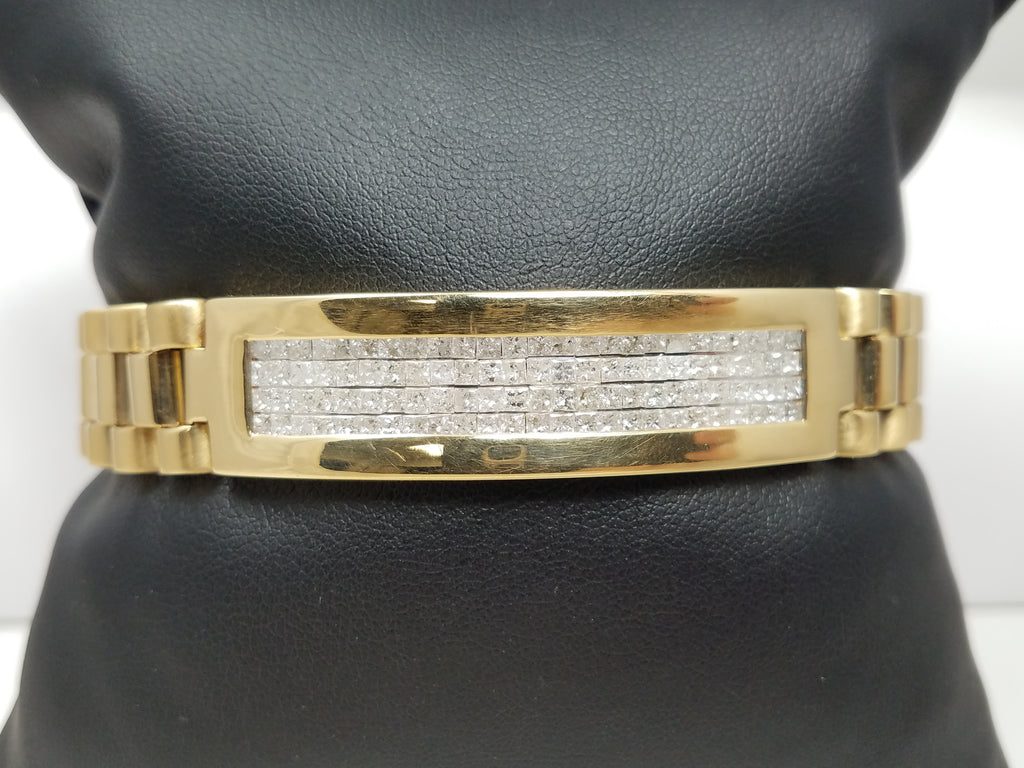 Dynamic Men's 18k Yellow Gold 3ctw+ Natural Diamond 8" Bracelet