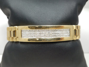 Dynamic Men's 18k Yellow Gold 3ctw+ Natural Diamond 8" Bracelet